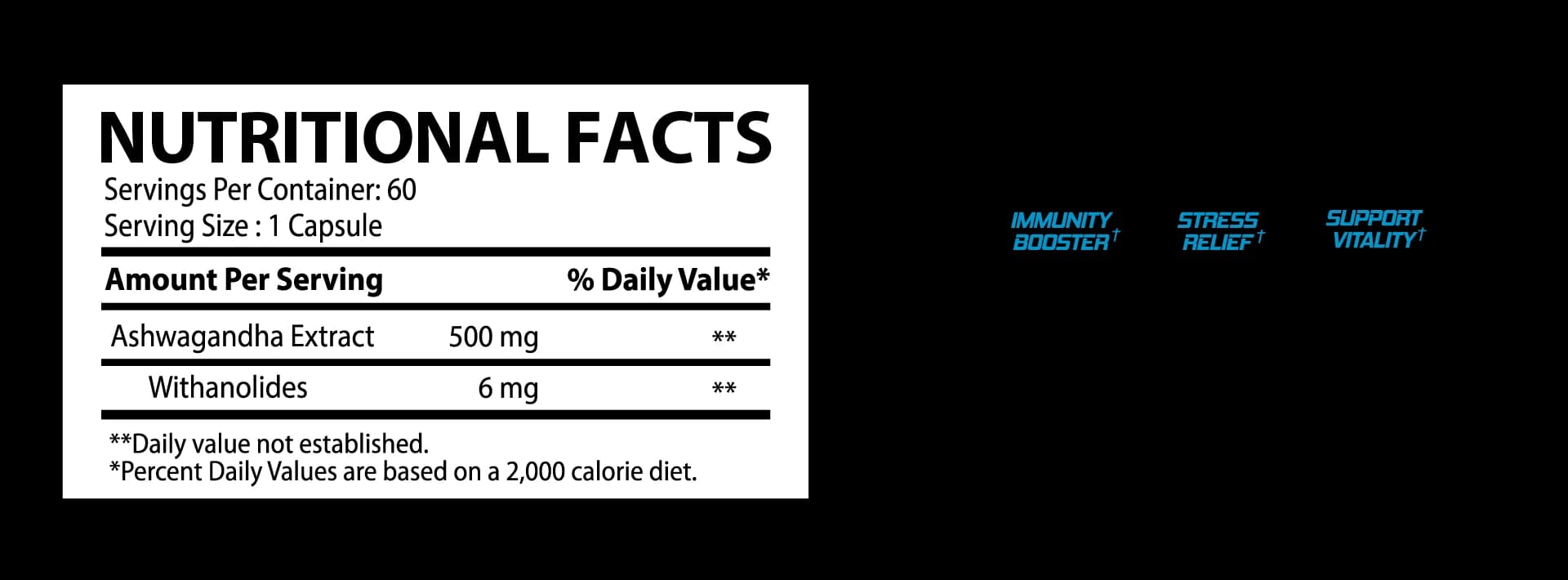 Ashwagandha 500mg supplement facts label