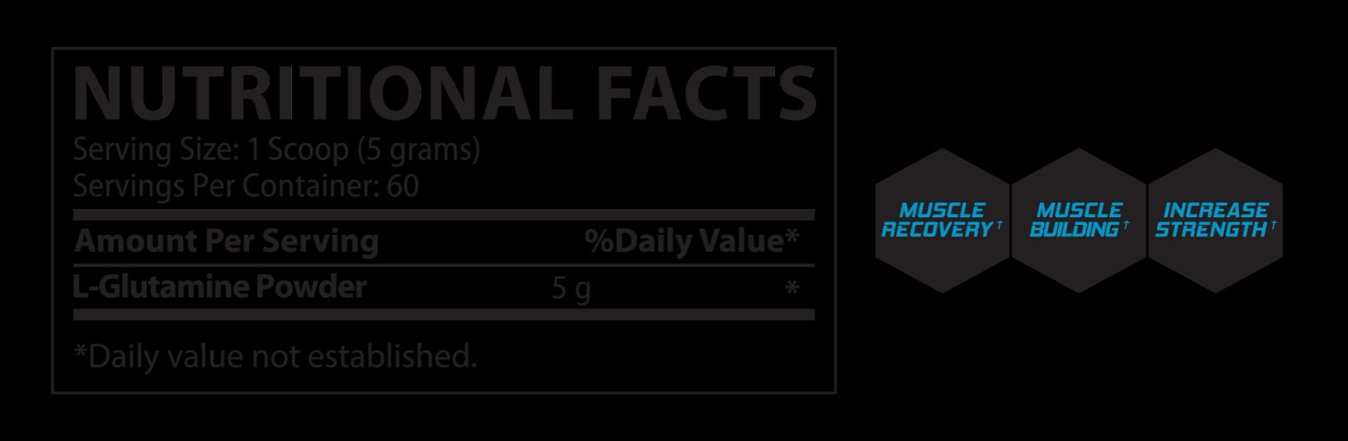 Glutamine 5000mg (USA Version) supplement facts label