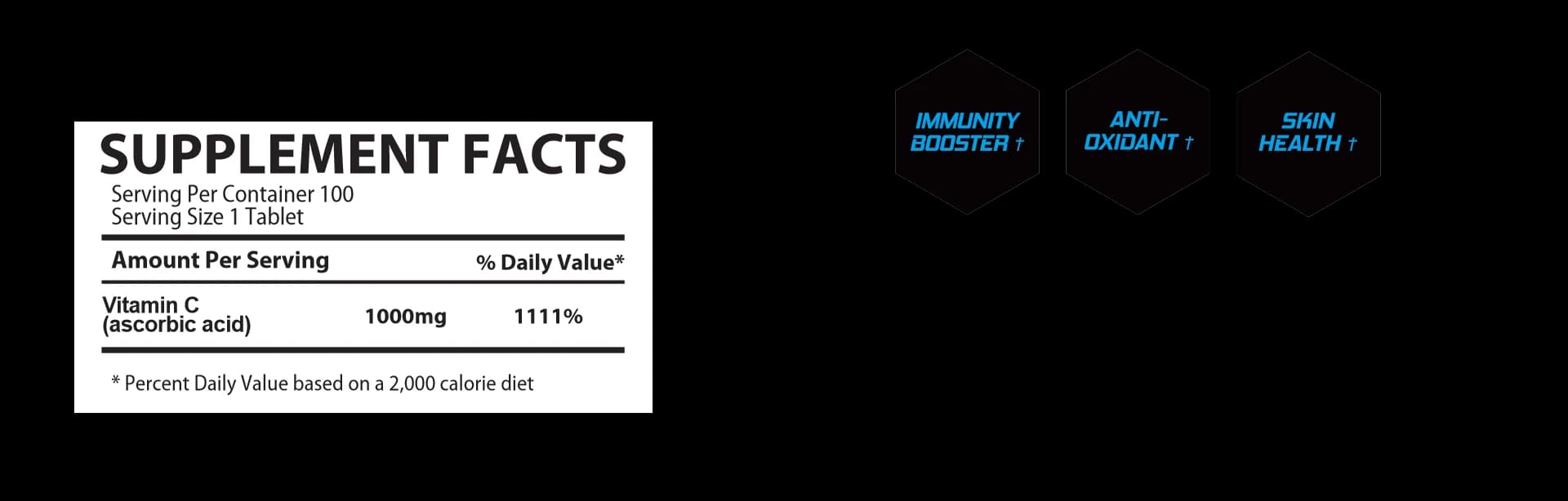 Vitamin C 1000mg supplement facts label