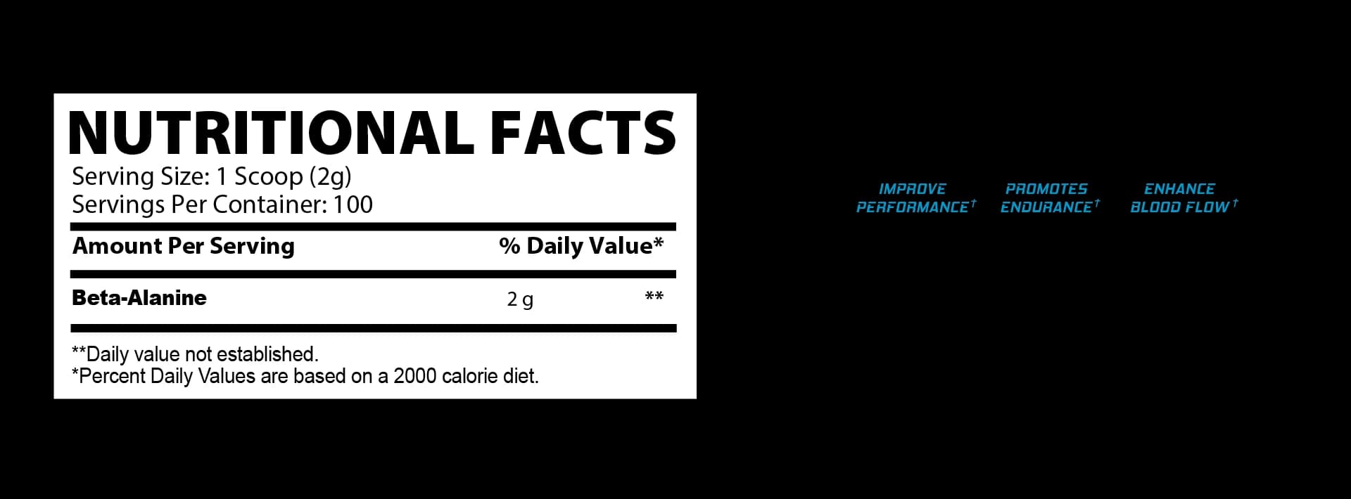 Beta-Alanine supplement facts label