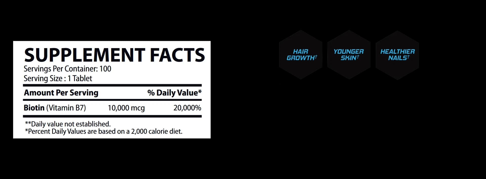 Biotin 10000 mcg supplement facts label
