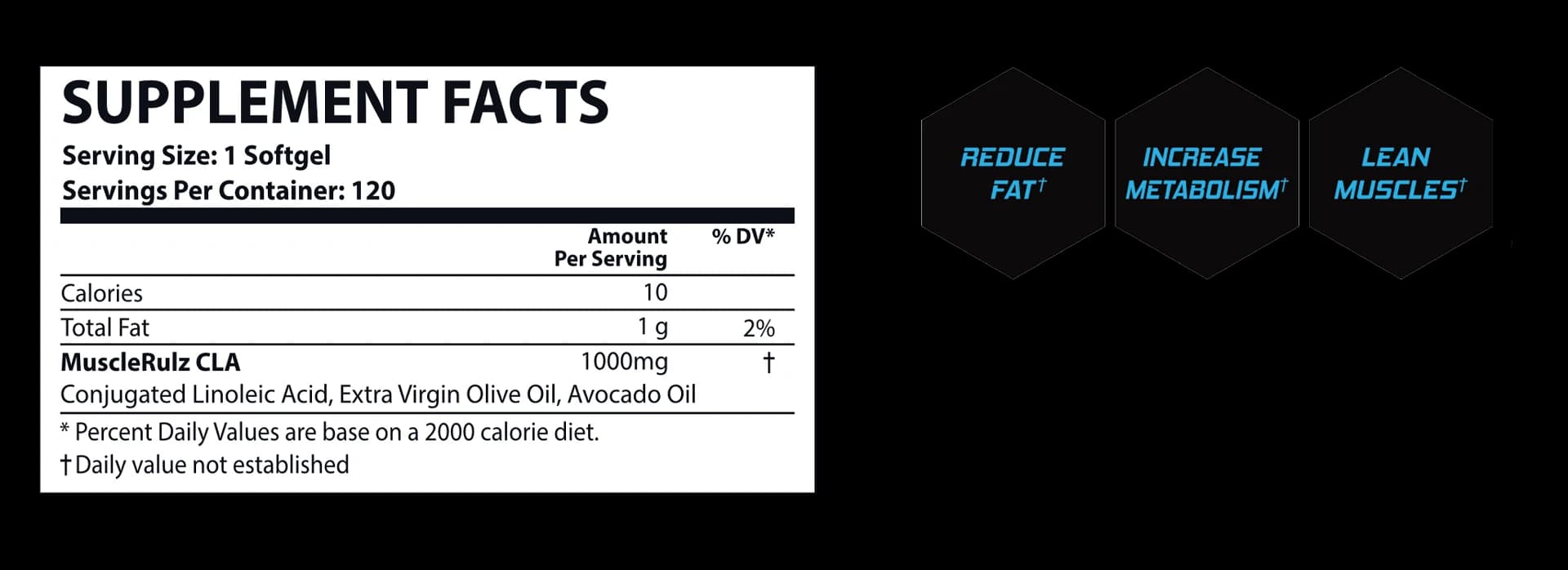 CLA 1000mg supplement facts label