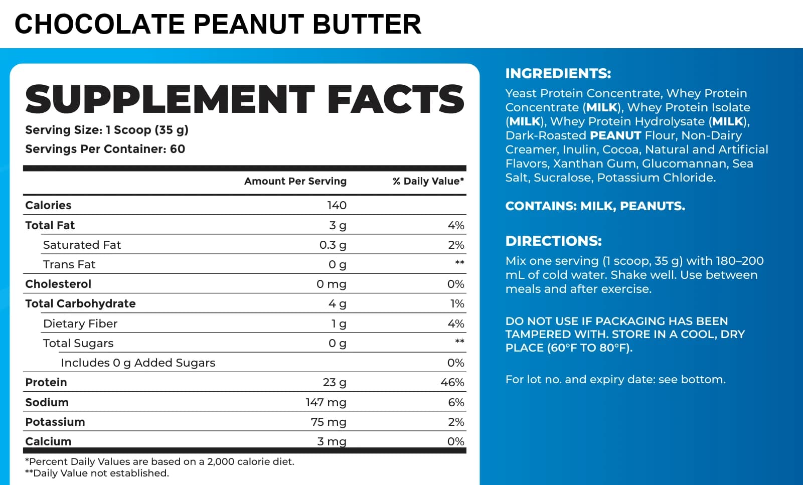 Fusion Protein – 60 Servings (2.1 kg) supplement facts label, part 3