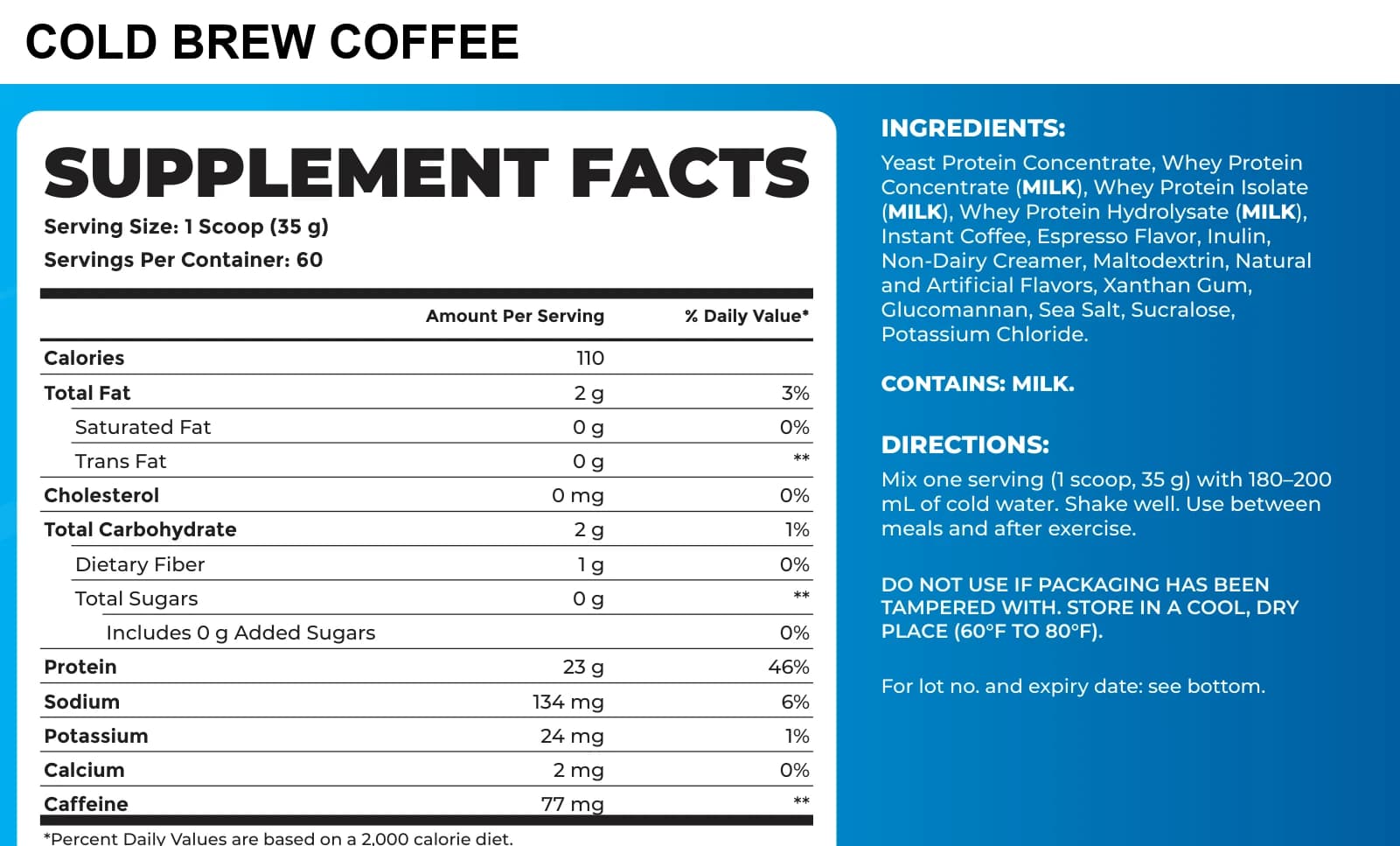 Fusion Protein – 60 Servings (2.1 kg) supplement facts label, part 5