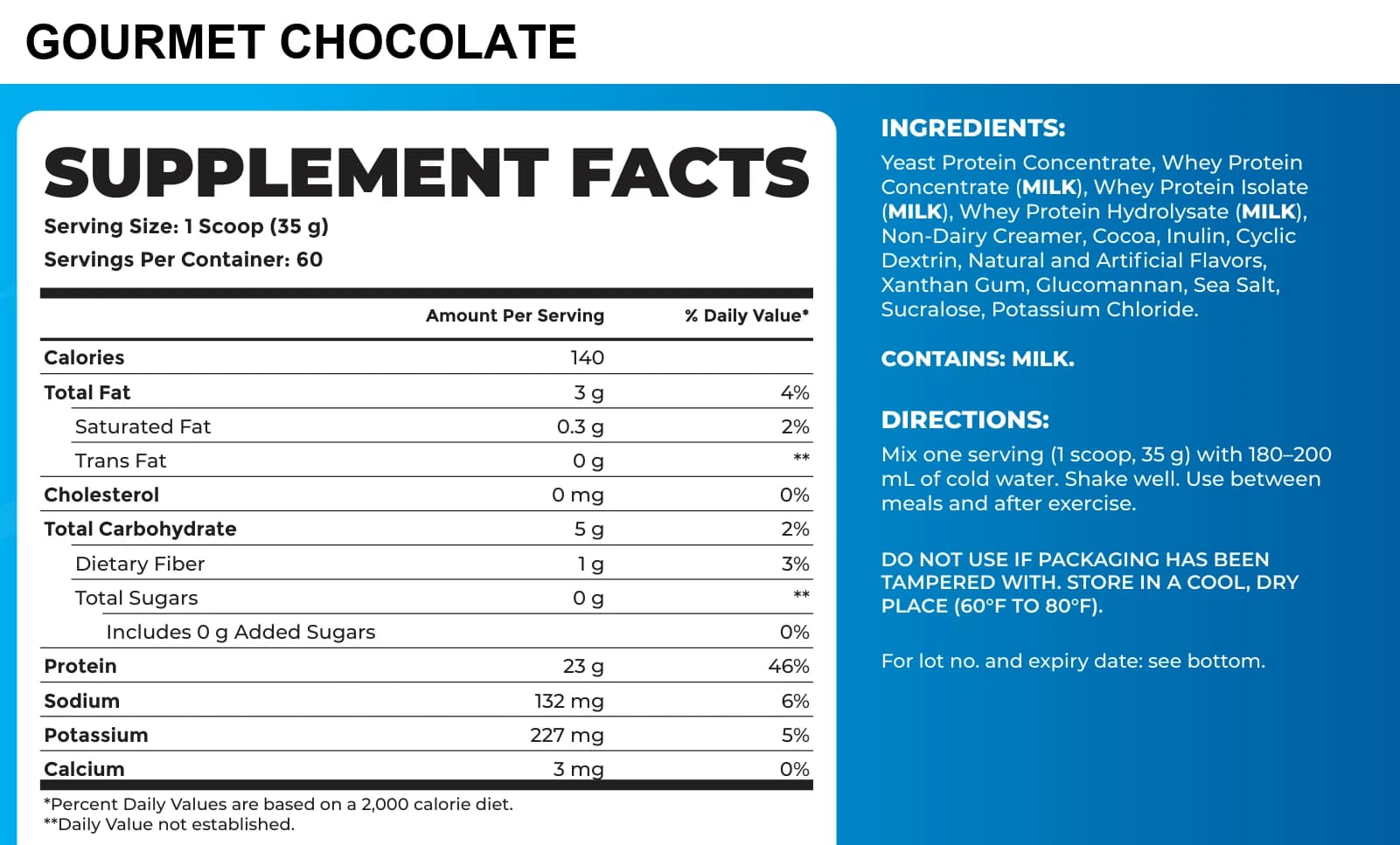 Fusion Protein – 60 Servings (2.1 kg) supplement facts label, part 2