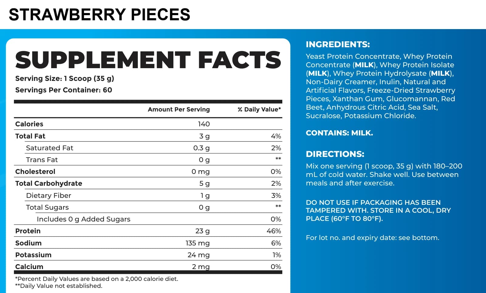 Fusion Protein – 60 Servings (2.1 kg) supplement facts label, part 4