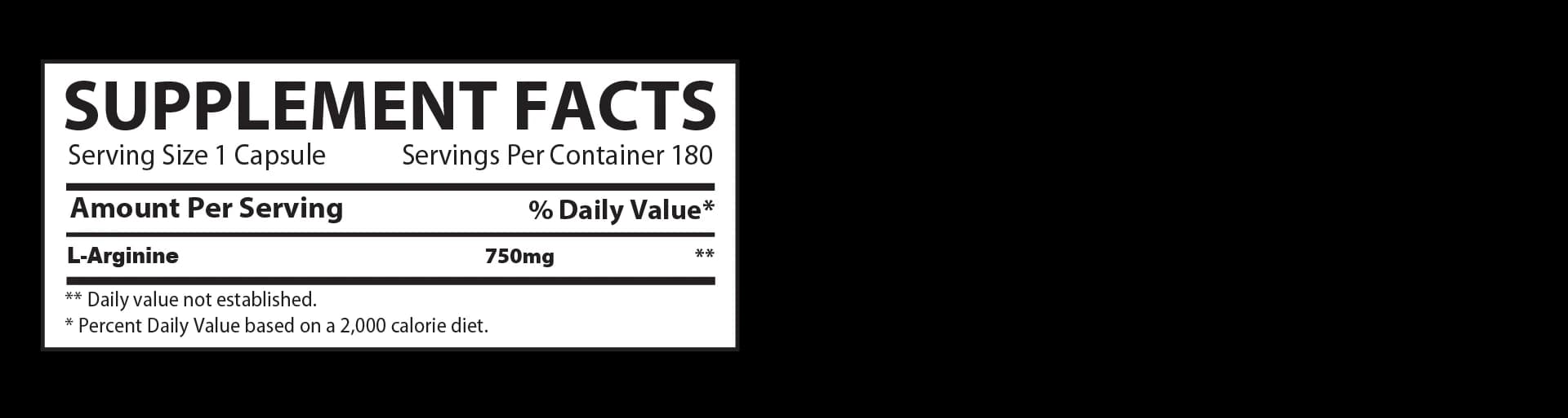 L-Arginine 750mg (EU) supplement facts label