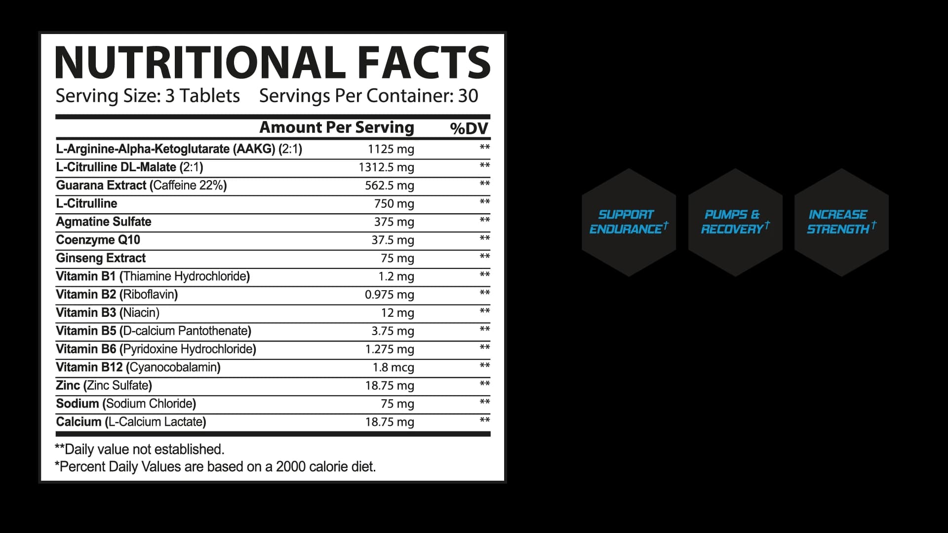 Nitrix Pump 2.0 supplement facts label